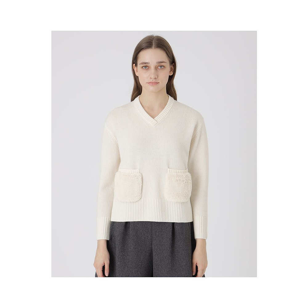 1h可退 日本直邮BLUE LABEL CRESTBRIDGE 女装 宽松V领 羊毛针织 - 图0