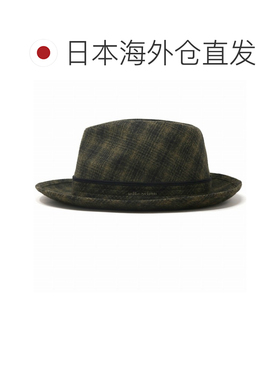 日本直邮mila schon Lesco Zignone 中折宽檐帽 暗纹格纹 橄榄色