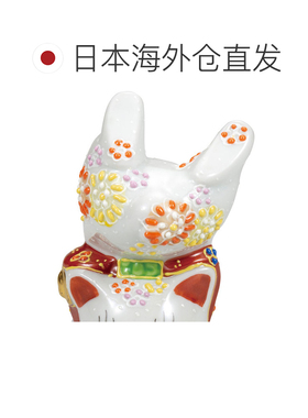 日本直邮九谷烧礼品包装3号花图案倒立猫摆件护身符招财猫流行礼
