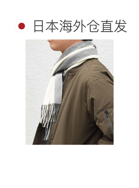 日本直邮SHIPS any 羊毛羊绒单面格纹围巾 灰色