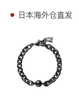 日潮跑腿MIKIMOTO御木本黑碟珍珠银质手链M标志简约银色百搭配饰