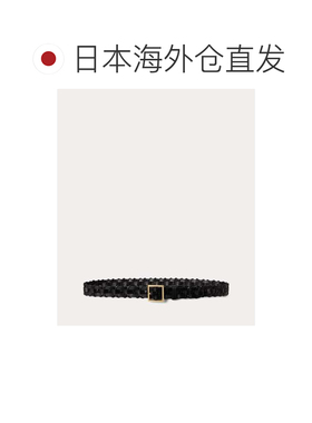 日本直邮Ralph Lauren 拉夫劳伦Polo编织皮革腰带黑色