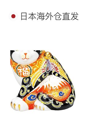 日本直邮九谷烧 5.5号 招财猫 红色富士山与仙鹤 吉祥物