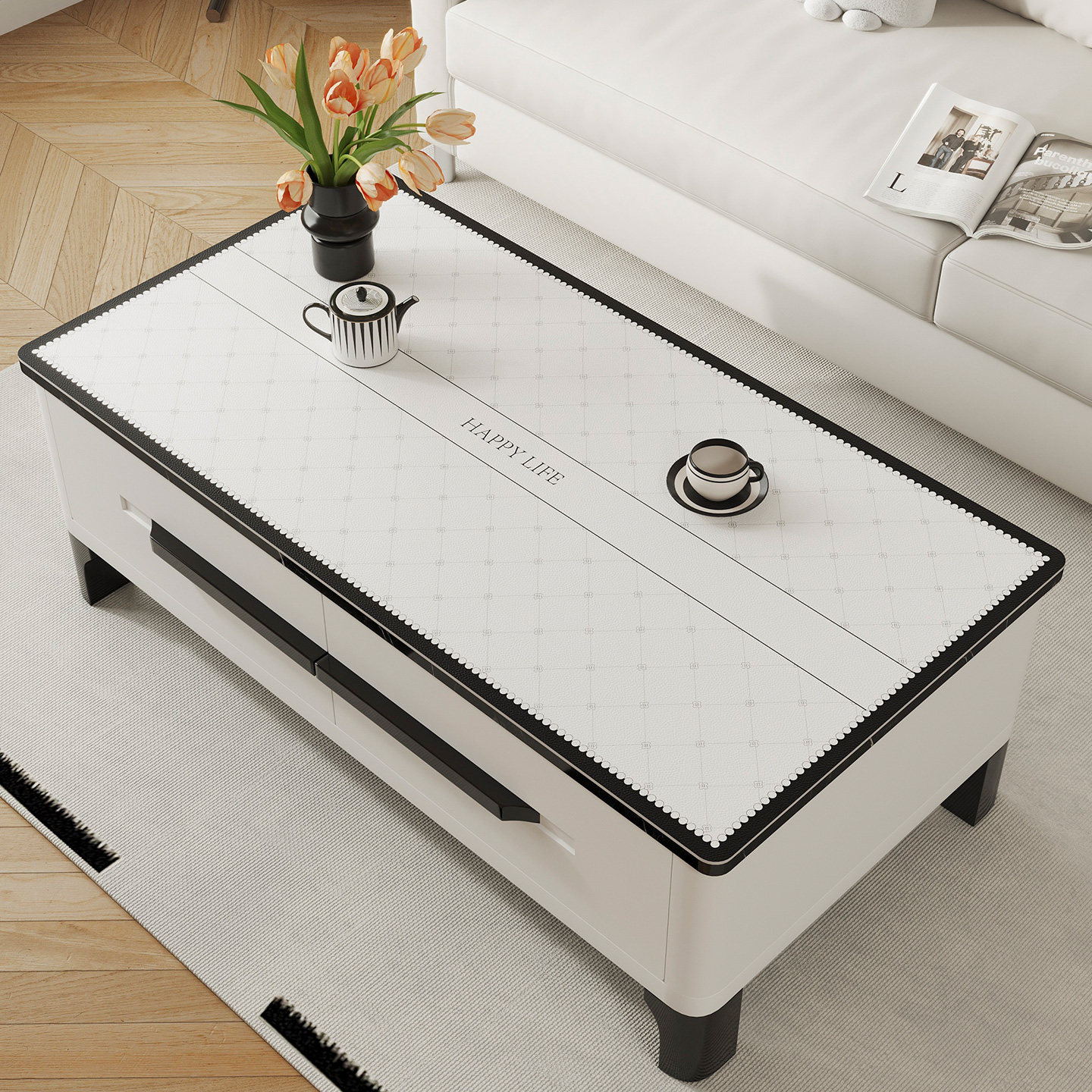 简约茶几桌布防油防水免洗防烫客厅电视柜桌垫轻奢高级感餐桌台布,淘宝优惠券,粉丝福利购,淘宝优惠卷