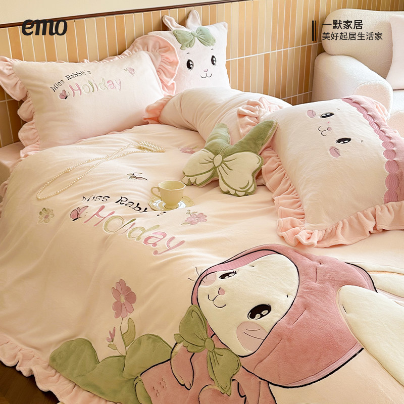 一默ins复古小清新碎花三四件套少女床裙床单被套宿舍单双人床上