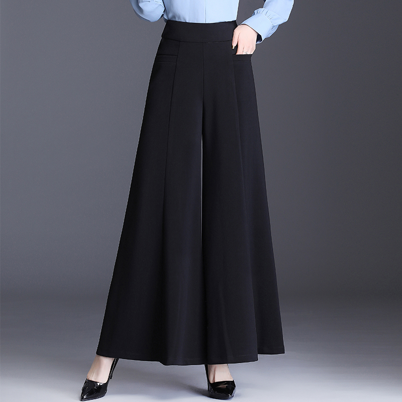 向婉旗舰店黑色阔腿裤女2022年新款春季高腰垂感大喇叭裤鱼尾裤休闲裤长裤裙0