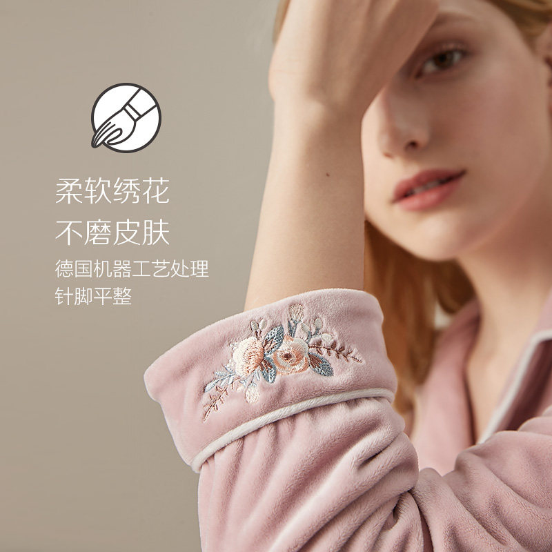 珊瑚绒情侣冬季红豆可外穿休闲睡衣 红豆居家outlets店睡衣/家居服套装