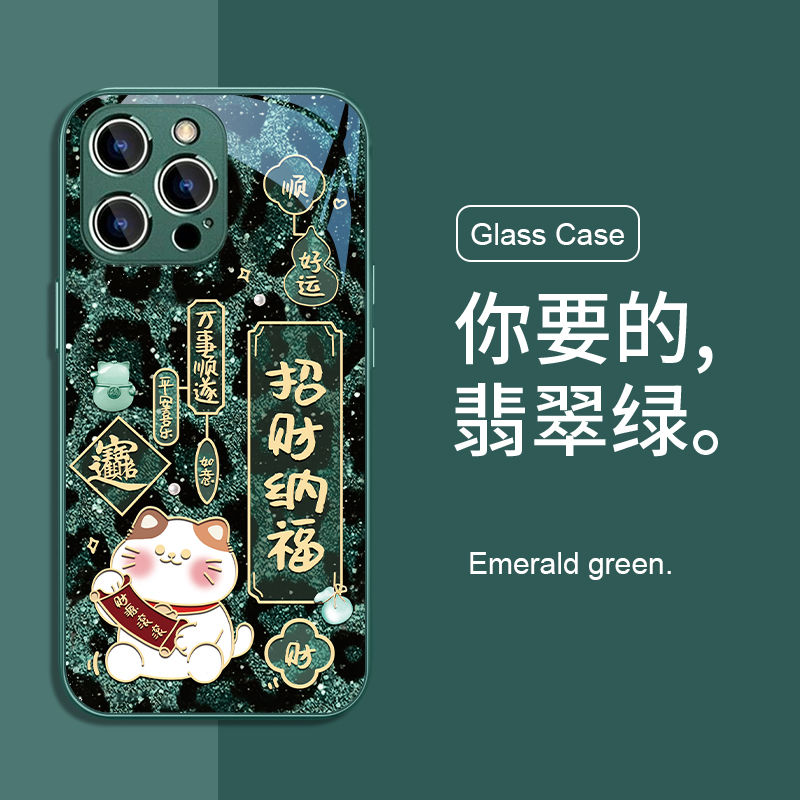 招财纳福适用OPPORENO13手机壳K12/K11新年红A97/A93S/A58X玻璃套RENO12/11/10/9/8/7情侣FINDX8卡通1加ACE2V - 图3