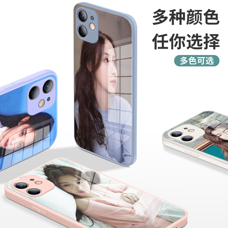 适用于苹果x手机壳定制iphonexsmax任意机型苹果xr玻璃xs私人制作se2代液态硅胶型号订做照片情侣diy创意图案 - 图0