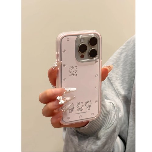 线条猫适用苹果17手机壳iPhone16/15PROMAX三合一华为PURA80简约NOVA14卡通MATE60PRO透明VIVO小米RENO15超火 - 图1