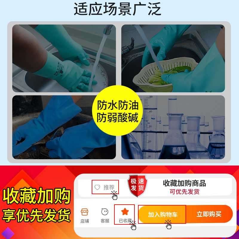 耐酸碱手套橡胶工业化工防腐蚀耐油防化实验室专用乳胶化学丁腈软 - 图0