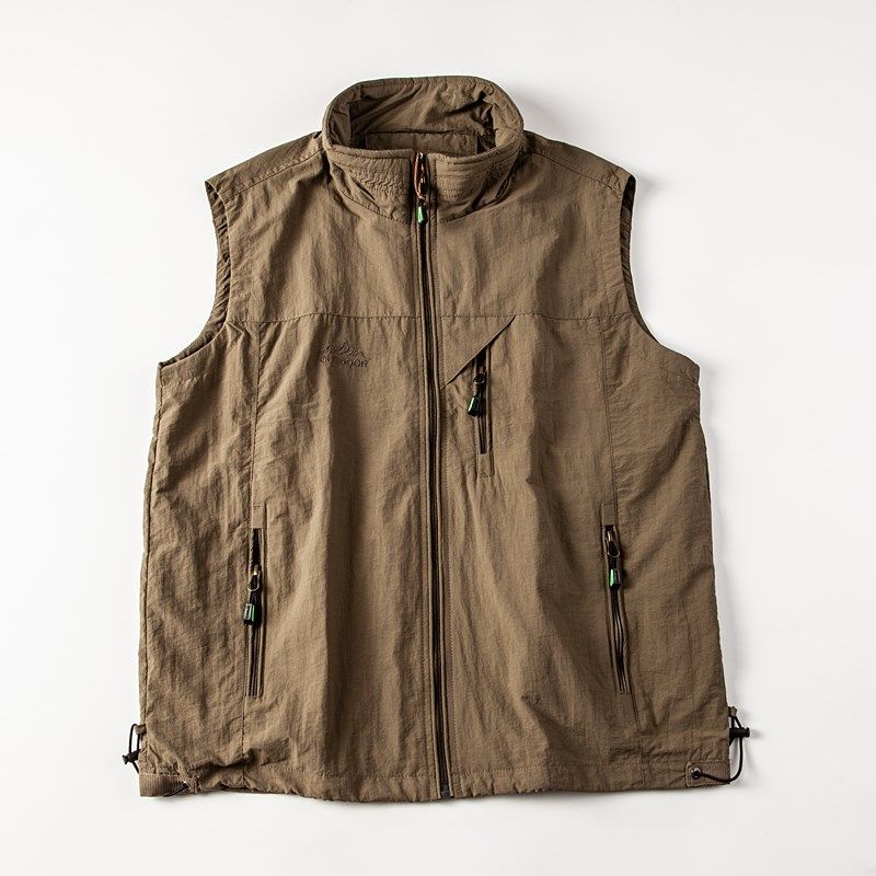 美式复古男士马甲春秋休闲u立领马夹户外多口袋宽松坎肩工装外套,淘宝优惠券,粉丝福利购,淘宝优惠卷