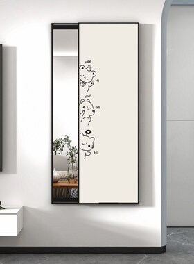 创意推拉隐藏式全身镜挂画隐形穿衣镜装饰画玄关壁画带镜子可遮挡