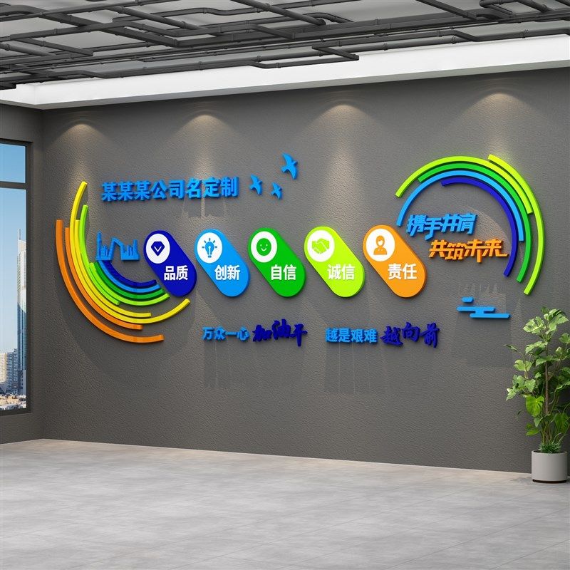 企业文化墙贴公司前台背景墙面办公E室励志标语装饰会议室布置形,淘宝优惠券,粉丝福利购,淘宝优惠卷