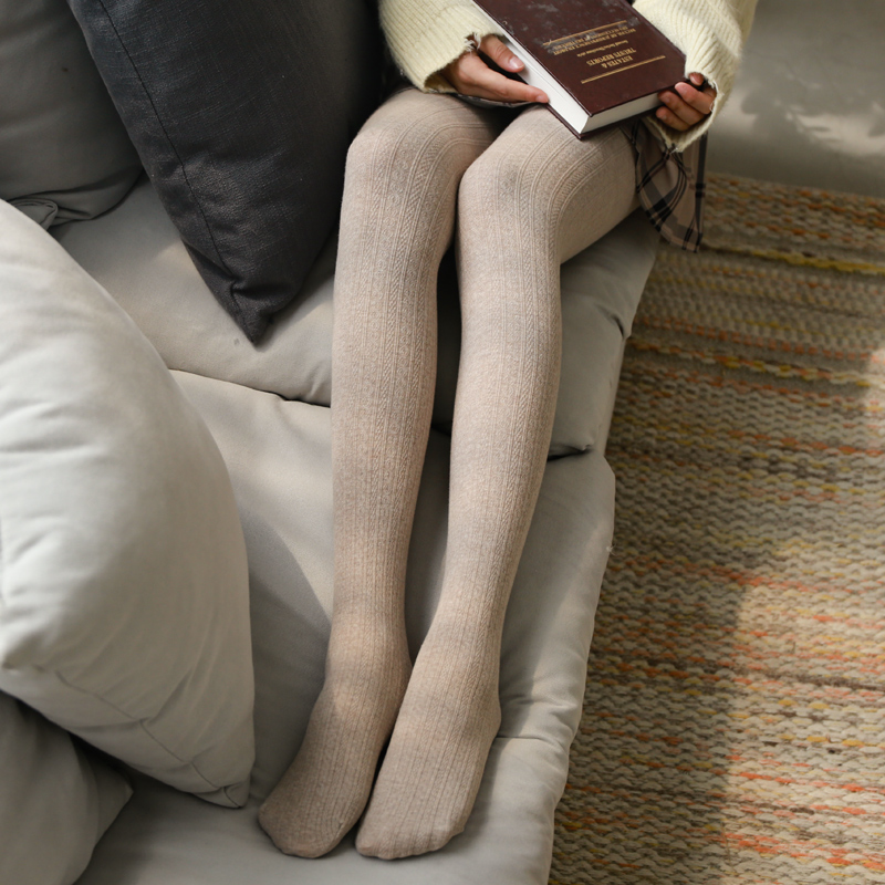 日系复古针织麻花薄款外穿连裤袜 旻珏打底裤