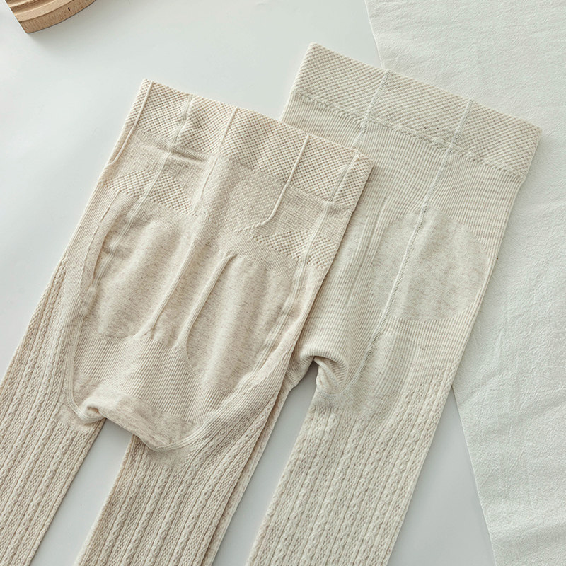 日系针织复古麻花打底裤女春秋高腰收腹条纹米白灰咖色连裤袜踩脚,淘宝优惠券,粉丝福利购,淘宝优惠卷