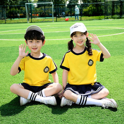幼儿园园服夏装儿童校服小学生班服夏季纯棉短袖演出学院风套装 - 图2