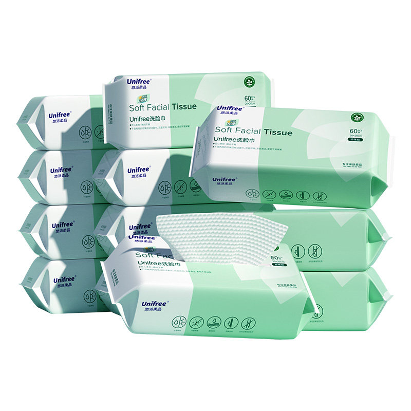 unifree加厚款一次性洗脸巾家庭清洁卸妆洁面抽取擦脸巾60抽12包,淘宝优惠券,粉丝福利购,淘宝优惠卷