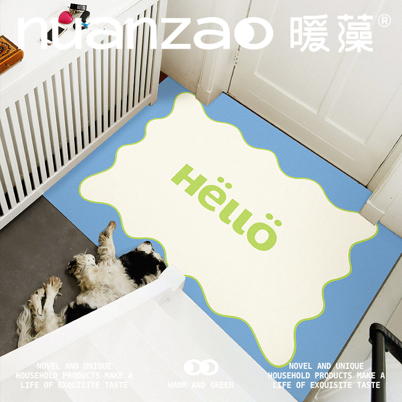 暖藻 清新简约门口地垫进门可裁剪PVC皮革玄关地毯可擦入户门脚垫 - 图3