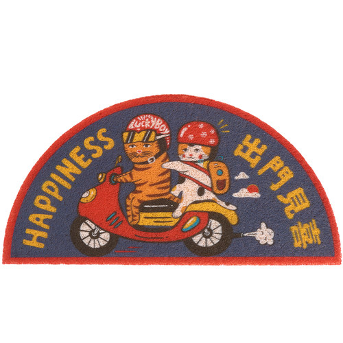 出门见喜创意国潮门口进门入户门地垫防滑半圆丝圈门垫脚垫家用 - 图0