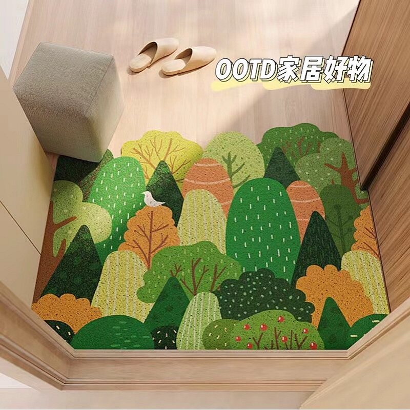 Warm Algae Cuttable Floor Mat Wire Circle Entry Door Carpet
