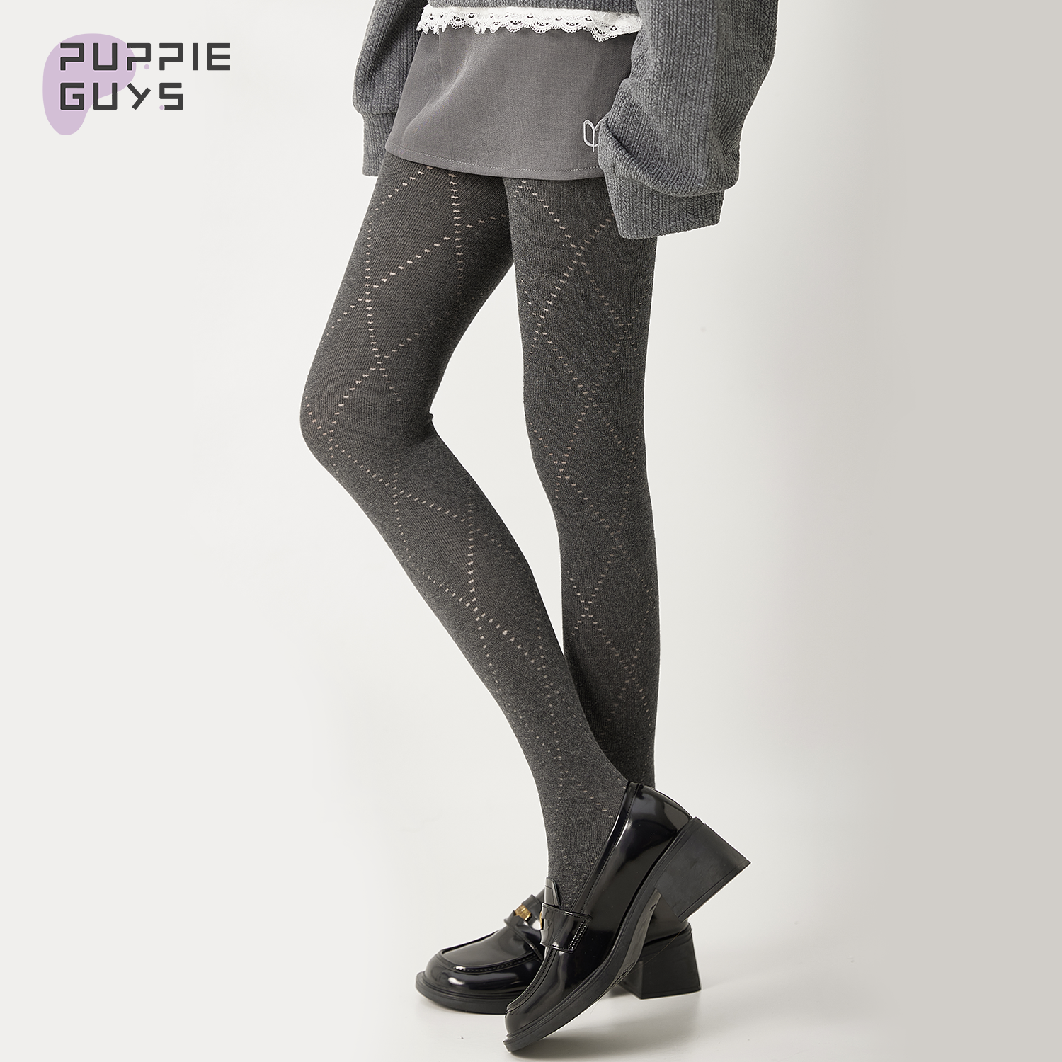 purpleguys深灰色连裤袜女秋冬镂空菱格保暖美腿显瘦防勾丝打底袜,淘宝优惠券,粉丝福利购,淘宝优惠卷