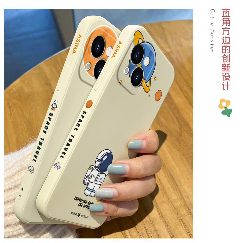 宇航员苹果13手机壳液态硅胶Phone13Pro保护套max网红Promax全包防摔ip13适用于13mini官网可爱女款卡通13pm - 图2