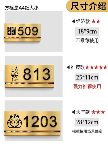 不锈钢门牌定制门牌号高级感入户门牌号码牌家用房间号轻奢创意酒店民宿包厢装饰提示标识牌订制个性指示门贴 - 图3