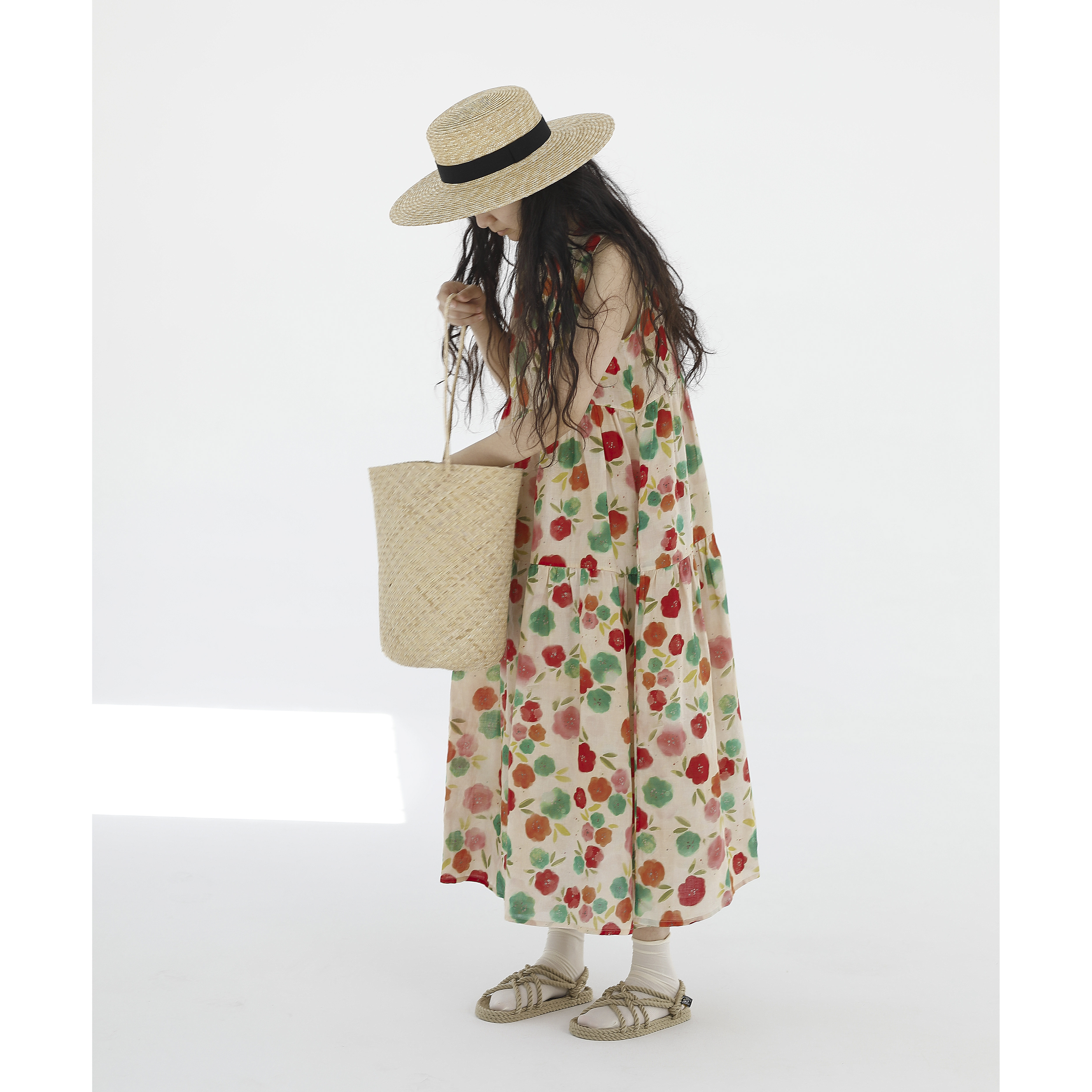 【原创设计】复述天丝苎麻印花无袖背心裙复古chic碎花连衣裙新款,淘宝优惠券,粉丝福利购,淘宝优惠卷