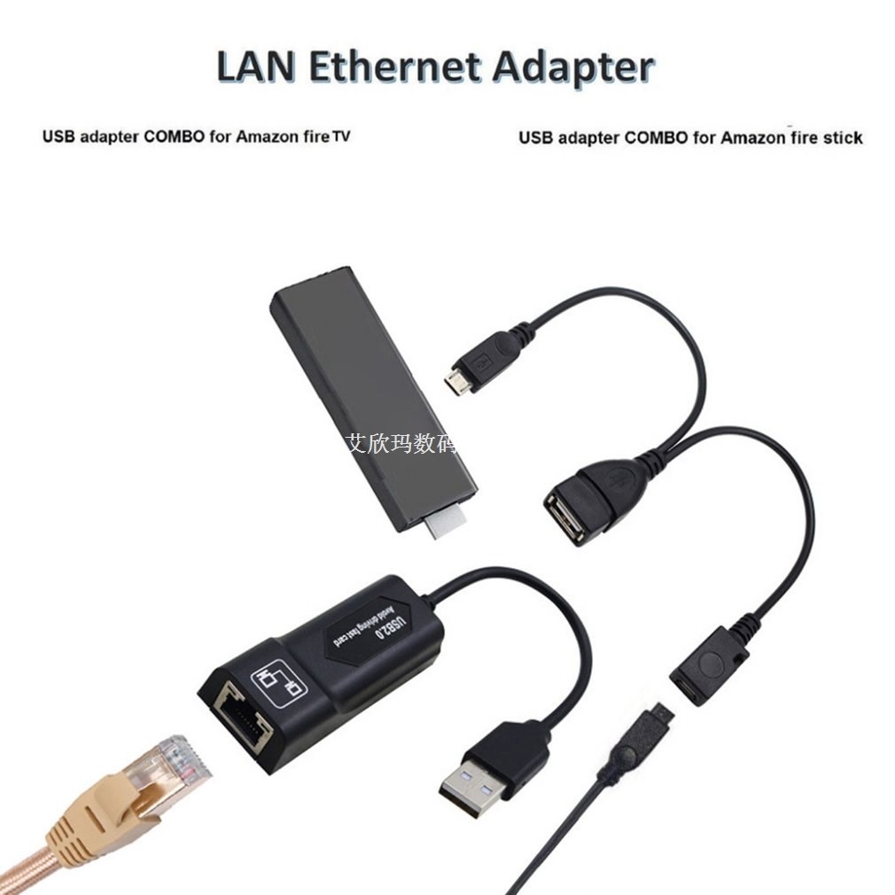 LAN Ethernet Adapter适用于 AMAZON FIRE TV 3 or STICK GEN 2 o - 图0