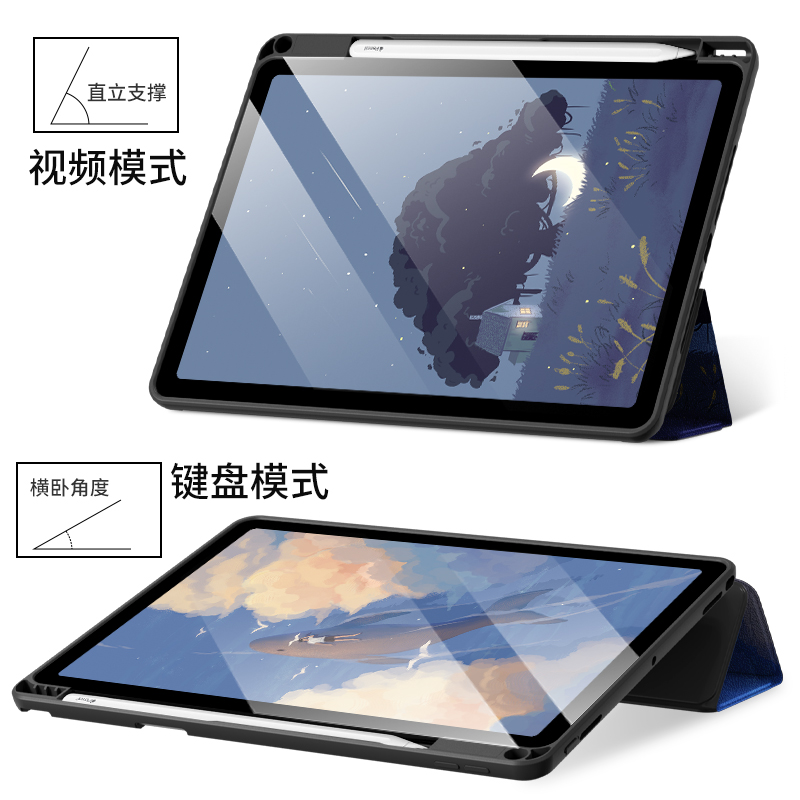 适用ipad2021保护套2022新款第10代air2/5保护壳9苹果平板8带笔槽10.2硅胶pro11全包十7防摔mini4三折九代3八-图2