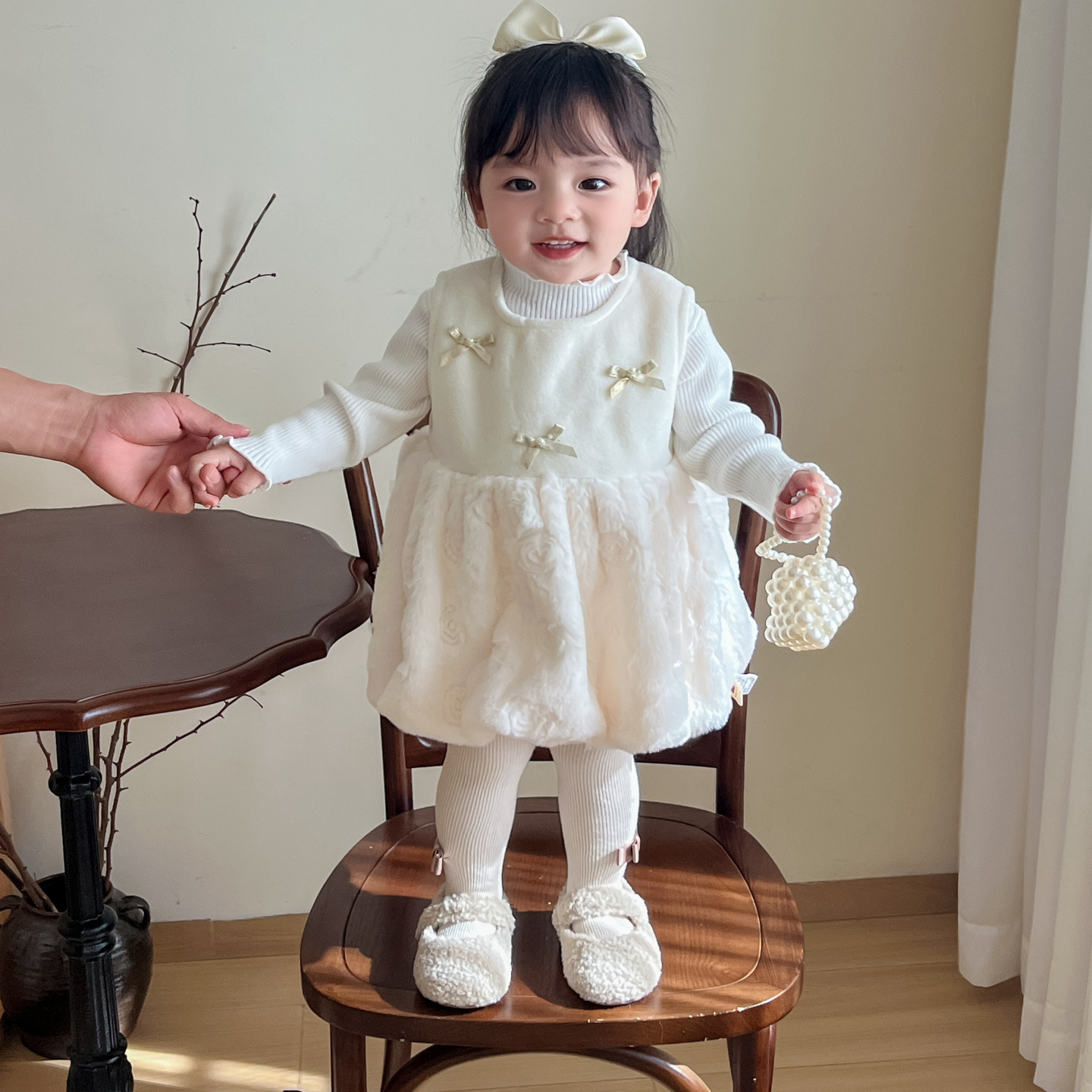 女童连衣裙女宝宝秋冬套装背心裙子小月龄穿搭公主裙一岁周岁礼服 - 图2