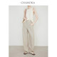 Xia Moka wears A4 waistline linen casual pants