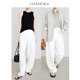 Xia Moka wears A4 waistline linen casual pants