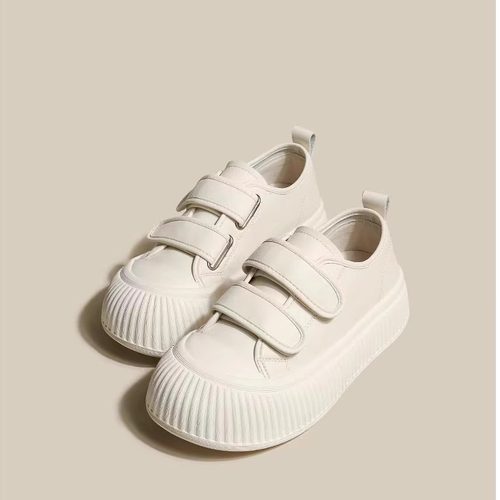 热卖真皮魔术贴小白鞋女2025春季新款休闲百搭饼干鞋学生厚底运动 - 图2