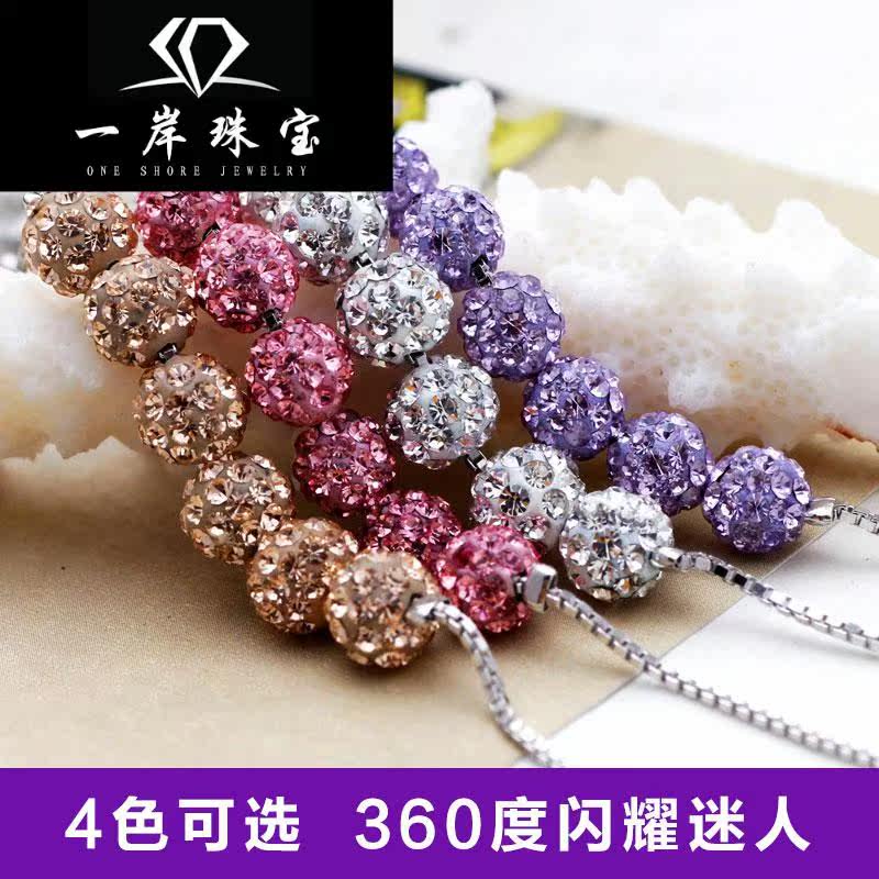 韩版925银手链女生水钻圆珠六手链 兽志手链