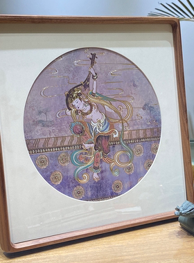 原木风手工錾刻工笔画敦煌反弹琵琶装饰画客厅卧室悬挂装饰摆件