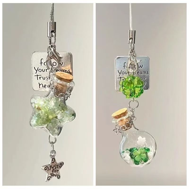 【四叶草许愿瓶风铃】小清新手机链包包挂件相机挂饰钥匙扣礼物女 - 图3