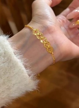 新中式碎冰冰五帝钱币手链女款轻奢小众精致高级感送女友手饰礼物