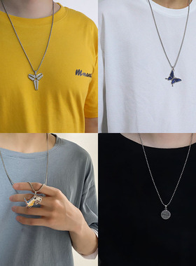 hiphop链条钛钢项链街头潮牌个性ins嘻哈吊坠链子男士百搭毛衣链