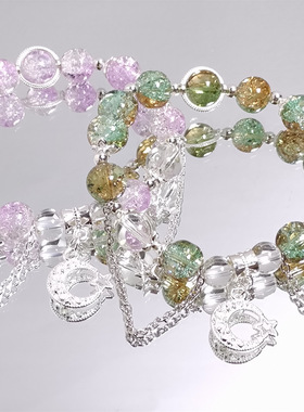 森系超仙人鱼手链女小众设计百搭学生串珠甜美送闺蜜月亮手串