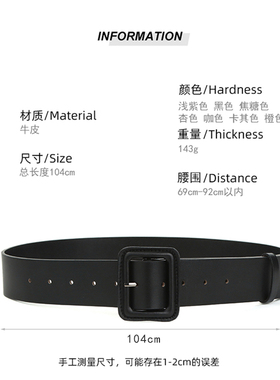 女时尚百搭真皮锌合金简约宽腰带