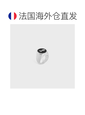 欧洲直邮CELINE（赛琳）CELINE SULKY 珐琅镀铑黄铜印章戒指