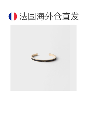 自营欧洲直邮PRADA普拉达 女士黑色/金色珐琅金属手镯