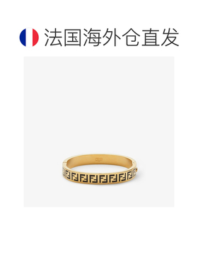 自营欧洲直邮Fendi芬迪 Forever Fendi女士金色金属黑色珐琅手镯