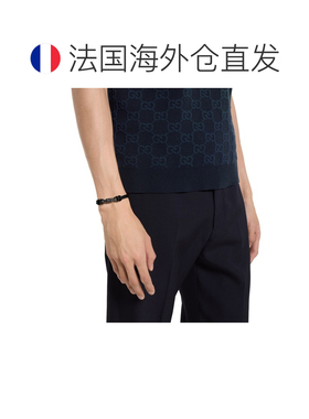 自营欧洲直邮GUCCI古驰 黑色绳编织活塞手链男女通用