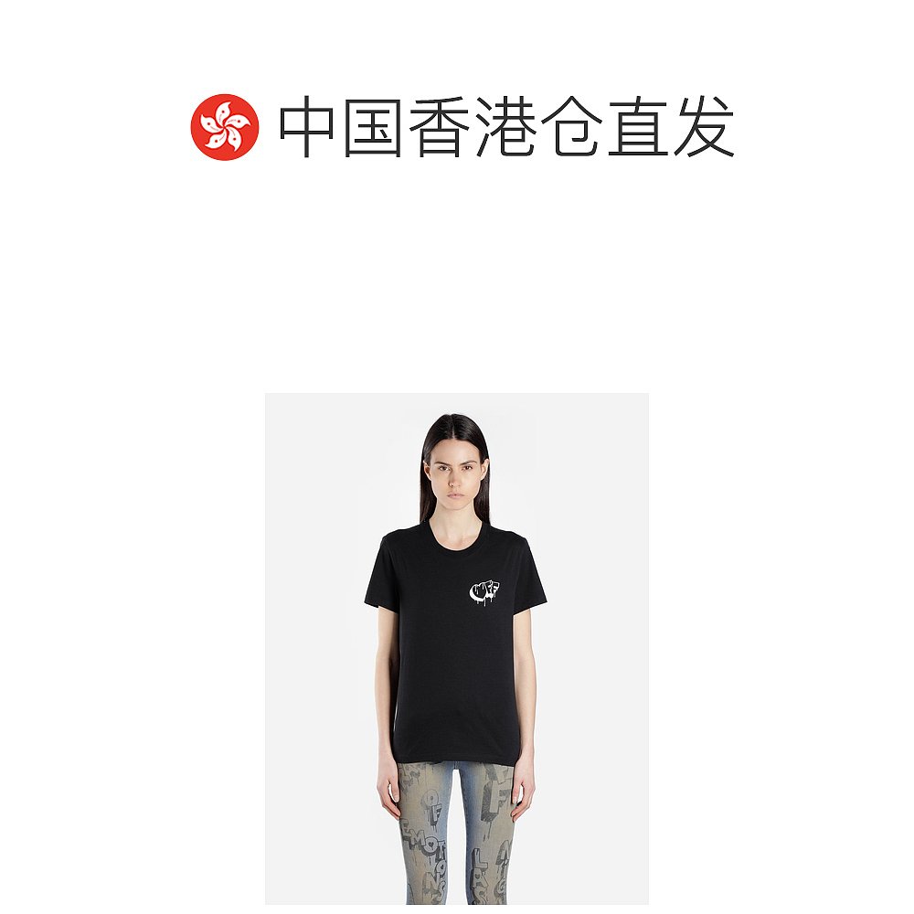 香港直邮Off-White 黑色徽标印花T恤 OWAA049F19B07066 - 图1