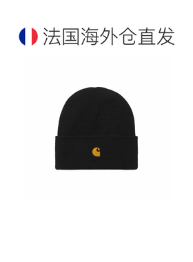 欧洲直邮自营Carhartt WIP Chase黑色腈纶翻边针织帽男女通用帽子