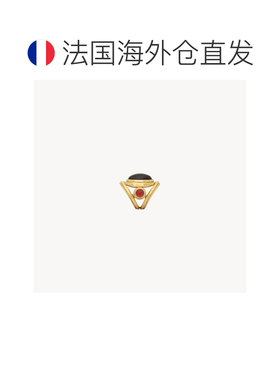 自营欧洲直邮YSL圣罗兰 女士勃艮第色/黄铜金色树脂三环双圈戒指