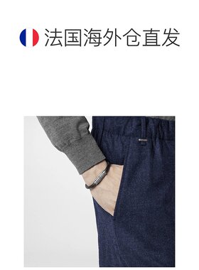 自营1h可退 欧洲直邮LV/路易威登 男士银色/黑色金属/帆布手链新